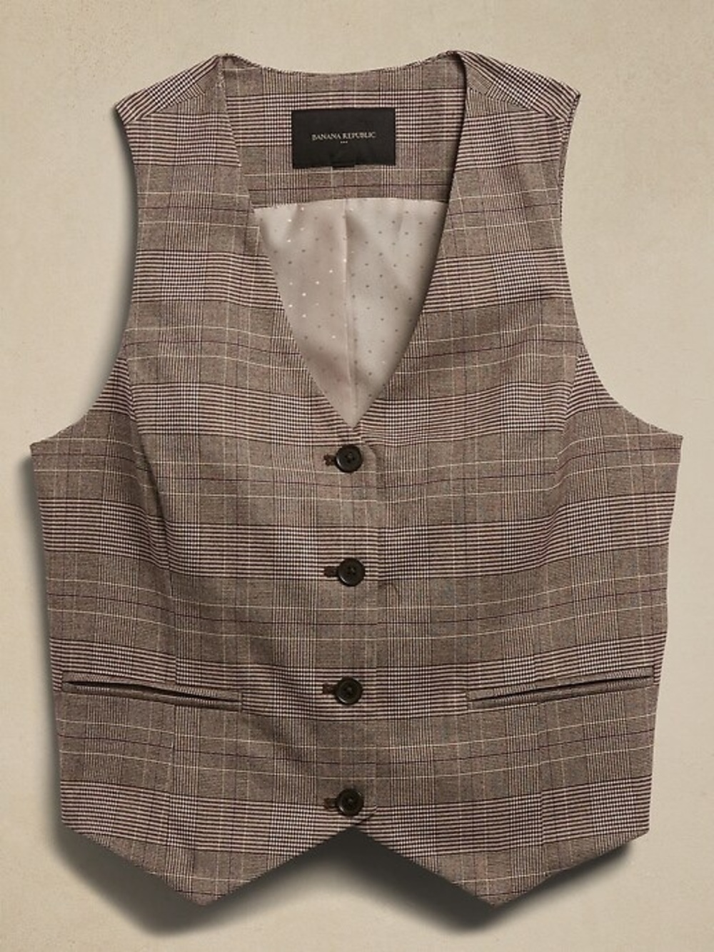 Banana Republic Plaid glen check vest in Taupe